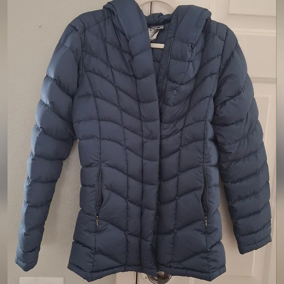 Patagonia Blue Downtown Loft Down Puffer Jacket Medium Fitted Warm Women - Picture 2 of 10